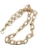 A VINTAGE 9ct GOLD HALLMARKED GRADUATED FANCY LINK NECK CHAIN. DATED 1957, BIRMINGHAM FOR J.C & S.