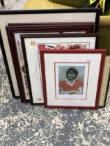 SIX VARIOUS MANCHESTER UNITED RELATED PRINTS INCLUDING SIGNED EDITIONS