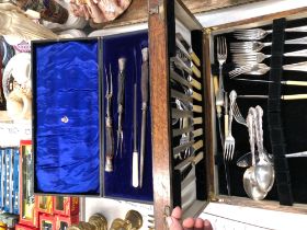 THREE CUTLERY BOXES WITH PARTIAL CONTENTS