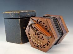 A WOODEN CASED LACHENAL CONCERTINA