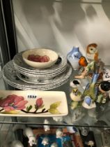 RIDGWAY HOMEMAKER WARES, A SILVER PEPPER, BIRD FIGURES, A COPENHAGEN VASE AND 2 PIECES OF MOORCROFT