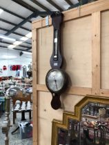 A MASPOLI OF HULL LINE INLAID MAHOGANY BANJO BAROMETER WITH AN ALCOHOL THERMOMETER