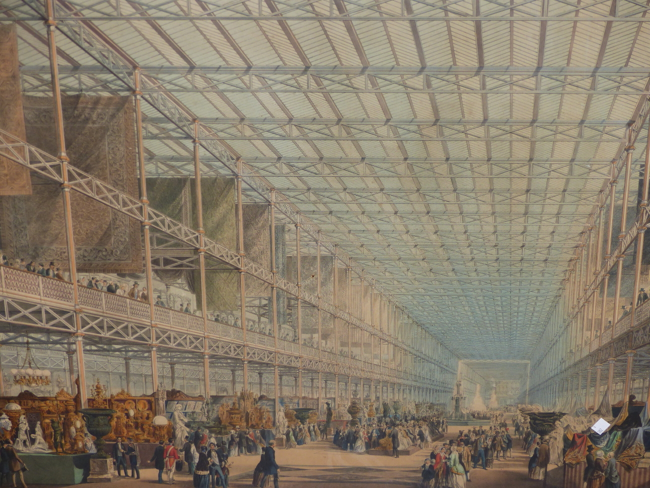 AN ANTIQUE LARGE FOLIO COLOUR PRINT OF CRYSTAL PALACE, AN INTERIOR VIEW. 72 x 99cm.