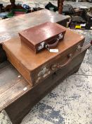 A LEATHER SUITCASE AND ANOTHER OF BRIEF CASE SIZE
