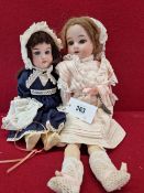 AN ARMAND MARSEILLE 390 BISQUE HEADED DOLL WITH SLEEPING EYES AND OPEN MOUTH. H45cms. TOGETHER