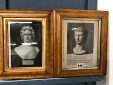 A COLLECTION OF SEVEN ANTIQUE MAPLE FRAMES, SOME CONTAINING PRINTS, SIZES VARY. (7)