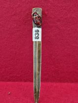 F.MARKTL, AN EARLY 20th CENTURY BRONZE PAPER KNIFE WITH AN ENAMELLED LADYBIRD TO THE HANDLE OF THE