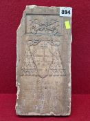 AN ARMORIAL BRICK CAST WITH THE ARMS OF POPE PIUS XII BY THE FORNACE DELLA MADONNA ROME. 27 x