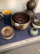 A GROUP OF ART POTTERY BOWLS ETC.