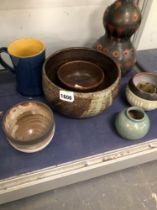 A GROUP OF ART POTTERY BOWLS ETC.