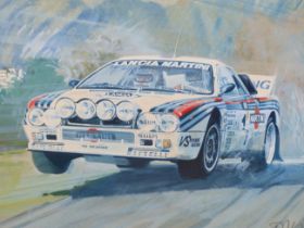 RODNEY DIGGENS (B 1937), ARR. LANCIA RALLY CAR AT SPEED- 1983 MONTE CARLO RALLY, ROHRR AND