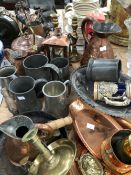 A QUANTITY OF COPPER BRASS AND OTHER METAL WARES