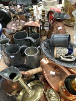 A QUANTITY OF COPPER BRASS AND OTHER METAL WARES
