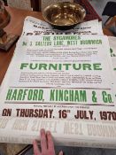 APPROXIMATELY 30 VINTAGE AUCTION POSTERS. EACH. W 80cms.
