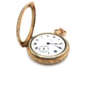 AN ANTIQUE WALTHAM USA 9ct HALLMARKED GOLD OPEN FACE SMALL POCKET WATCH. DATED 1911 BIRMINGHAM.