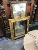 AN ANTIQUE CARVED GILT FRAMED MIRROR AND ONE OTHER FRAME
