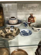 A QUANTITY OF CHINESE AND OTHER ORIENTAL BOWLS AND VASES