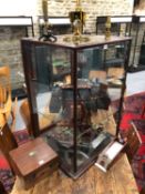 A LATE VICTORIAN MAHOGANY FRAMED COUNTER TOP GLAZED DISPLAY CABINET. 59 X 59 X 92 cm