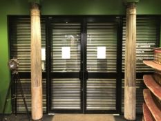 A PAIR OF 19th CENTURY PAINTED PINE ARCHITECTURAL FLUTED ENTRANCE WAY COLUMNS. 260cms HIGH.