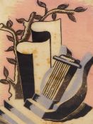 RONALD GRIERSON (1901-1993) BRITISH, ARR, LYRE, 1932, SIGNED AND NUMBERED 9/50, LINOCUT, 19.5 X 24.
