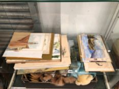A LARGE COLLECTION OF ANTIQUE AND LATER WATERCOLOURS ETC.
