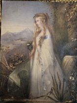 ENGLISH SCHOOL (19th CENTURY), FULL LENGTH PORTRAIT OF HELEN FAUCIT (1817-1898) AS OPHELIA,