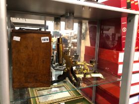 A HENRY CROUCH MICROSCOPE AND A SET OF POSTAL SCALES