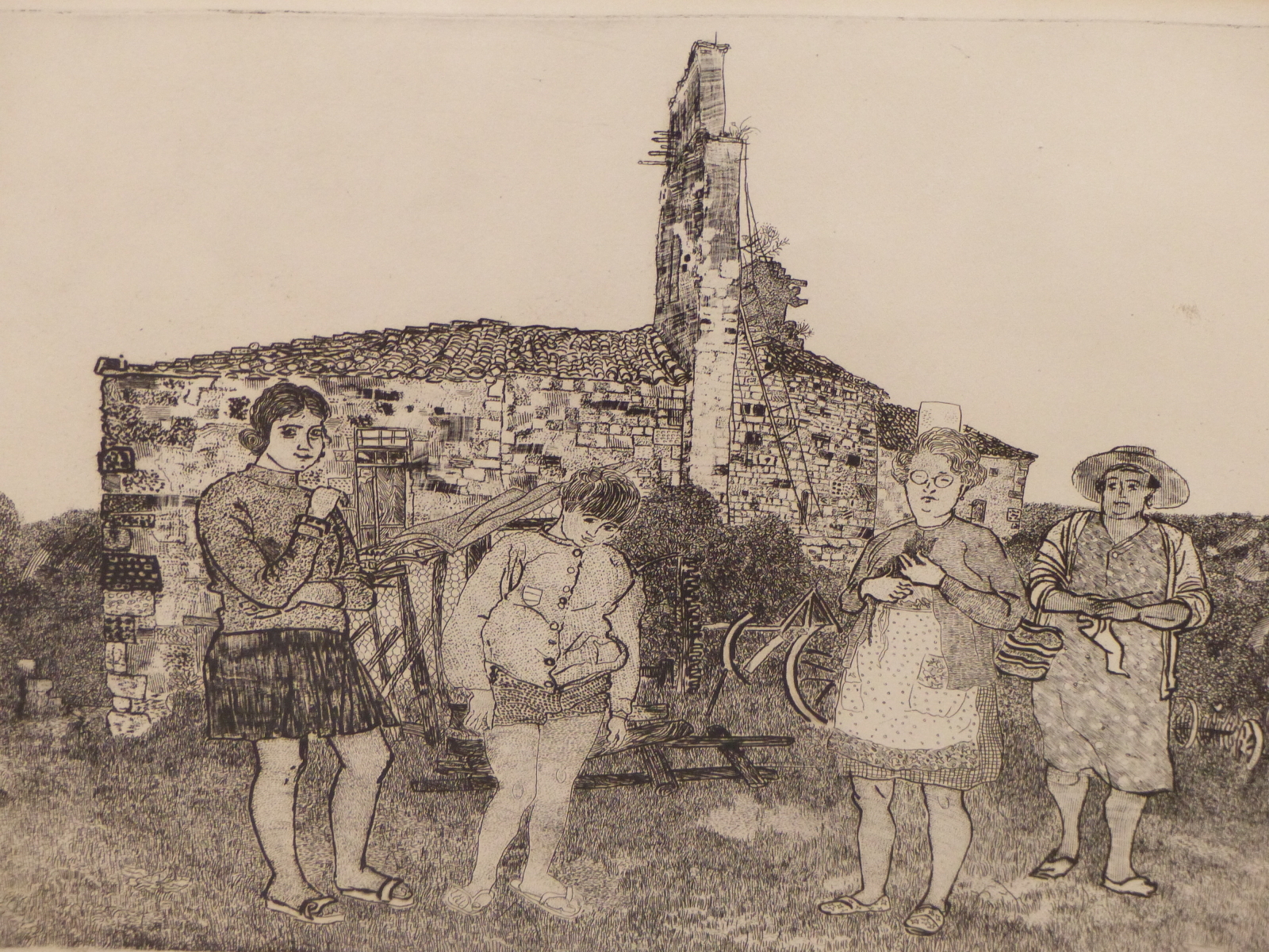 ANTHONY GROSS (BRITISH 1905-1984) ARR. SEGOS.2/2 2nd STATE TRIAL ETCHING, SIGNED AND TITLED IN