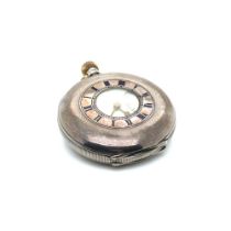 AN ANTIQUE JW BENSON HALLMARKED SILVER HALF HUNTER POCKET WATCH. THE MOVEMENT ENGRAVED THE BANK,