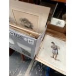 A COLLECTION OF ANTIQUE UNFRAMED PRINTS SOME HAND COLOURED
