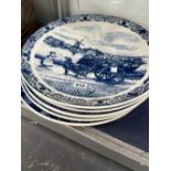 FIVE DELFT BLUE AND WHITE DISHES