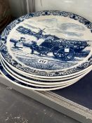 FIVE DELFT BLUE AND WHITE DISHES