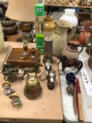 ELECTROPLATE, CERAMIC AND OTHER HORSES, A MINERS LAMP, A MATHMOS LAMP, ETC.