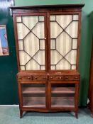 A 19th CENTURY TWO PART GLAZED MAHOGANY BOOKCASE CABINET
