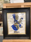 A FRAMED PAINTING ALL COAT OF ARMS OF THE ODEN FAMILY.