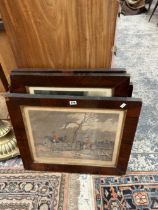FOUR VICTORIAN ROSEWOOD FRAMES CONTAINING SPORTING PRINTS AFTER H. ALKEN