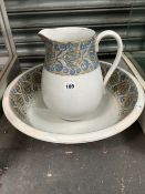 A LATE VICTORIAN GRIMWADES POTTERY WASH JUG AND BOWL