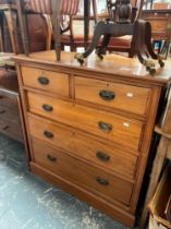 AN EDWARDIAN SATIN WALNUT FIVE DRAWER CHEST