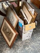 A COLLECTION OF DECORATIVE PRINTS AND WATERCOLOURS SOME UNFRAMED