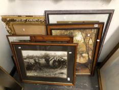 A COLLECTION OF VARIOUS FRAMED DECORATIVE PRINTS TOGETHER WITH A FRAMED PHOTOGRAPH OF AN EARLY