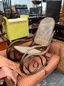 A VINTAGE THONET TYPE BENTWOOD ROCKING CHAIR