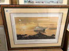 A SIGNED PRINT OF LADY GHISLAINE CLASSIC YACHT