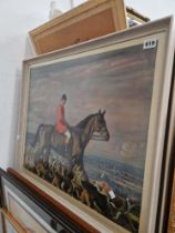 FIVE FRAMED PRINTS AFTER ALFRED MUNNINGS AND OTHER HANDS ON EQUESTRIAN SUBJECTS TOGETHER WITH A