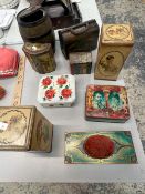 NINE VINTAGE CHOCOLATE AND OTHER TINS TO INCLUDE ONE FOR THE CORONATION OF GEORGE V