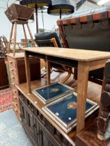 A VINTAGE CHILD'S OAK WORK TABLE