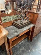 AN EDWARDIAN SATIN WALNUT MARBLE TOP WASH-STAND