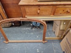 A VICTORIAN STYLE OVERMANTEL MIRROR, TOGETHER WITH A GILT MIRROR (2)