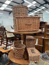 A COLLECTION OF WICKER HAMPERS AND BASKETS