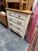 A CONTEMPORARY PAINTED OAK TOP COUNTRY STYLE CHEST