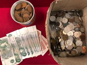 A QUANTITY OF VARIOUS VINTAGE AND OTHER COINS MOSTLY GB.
